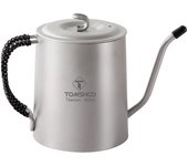 TOMSHOO-hervidor de agua de titanio para acampar al aire libre, 900 ml, cafetera con cuello de cisne, hervidor de agua con mango largo