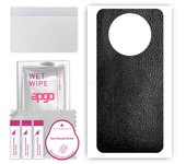 apgo Protective Skin Sticker for the back compatible with Wiko Hi Enjoy 60 Pro 5G, Wrap Film, Foil, Vinyl - Pattern Black Leather
