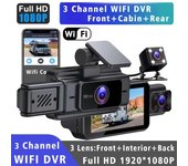 Cámara DVR para salpicadero de coche, Wifi 2/3, FHD 1080P, lente de 3 canales, grabadora de vídeo para salpicadero interior, caja negra, visión nocturna excepcional. 2 Lens