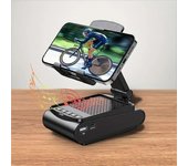 Soporte plegable para teléfono móvil y tableta, altavoz inalámbrico portátil con Bluetooth, soporte de escritorio ajustable, soporte para teléfono, banco de carga multifuncional negro