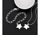 Nuevo dije de plata de ley 925, pulseras románticas de estrella, collar para mujer, conjuntos de joyas, accesorios de moda para fiestas y bodas, regalos. 20cm and 50cm