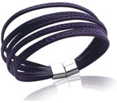Les Trésors De Lily [I8063] - Bracelet acier mixte 'Peaceful' violet / acier  - 6 rangs 3 mm púrpura