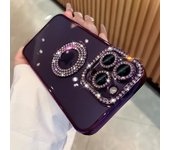 Funda de teléfono con revestimiento transparente de diamante brillante para Iphone 14 13 12 11 Pro Max 14 Plus 11, funda de parachoques transparente con diamantes de imitación a prueba de golpes For iPhone 13 azul
