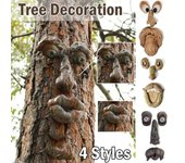 Peeker Yard Art Árbol al aire libre divertido viejo cara escultura caprichosa cara de árbol decoración de jardín