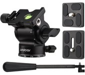 Andoer Cámara compacta Video Fluid Head Pan Tilt Trípode Cabeza Panorama Ballhead Trípode Montaje Aluminio negro