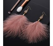 Nuevos pendientes bohemios de plumas de avestruz auténticas, largos con borlas colgantes, pendientes para boda para niñas y mujeres. blanco
