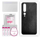 apgo Protective Skin Sticker for the back compatible with Xiaomi Mi 10 Pro 5G, Wrap Film, Foil, Vinyl - Pattern Black Leather