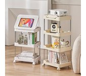 1 carrito con estantes de 3/4 niveles con tapa superior para almacenamiento, organizador de carritos para dormitorio, baño, habitación de niños, lavadero Three layer blanco