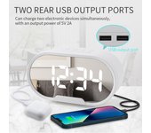 Despertador digital LED de 5,5 pulgadas con pantalla grande, superficie de espejo, despertadores eléctricos para maquillaje con LED Screen blanco