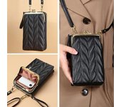 Bolso de mujer de moda, cartera de cuero suave, bolso para teléfono celular, bolsos tipo mensajero para mujer, bolso de mano con correa, bolso cruzado para mujer negro