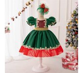 Vestidos de fiesta de Navidad para niñas con lentejuelas esponjosas, tul rojo y verde, vestido de princesa para fiesta de cumpleaños de boda para niña, disfraz de dama de honor con lazo 110