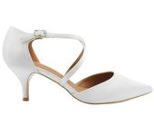 ¿De dónde viene eso para mujer/señoras Kennedi satén correa cruzada zapatos de tacón ancho de gatito? blanco