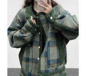 Chaqueta vaquera de otoño e invierno, camisa informal gruesa para mujer de talla grande, Tops cálidos de manga larga para mujer, chaqueta Haphazard L verde