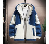 Chaqueta con capucha de lana de cordero para hombre, chaqueta de invierno holgada y gruesa de lana polar L beige