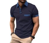 Camisa POLO con bolsillo de retales de Color para hombre de verano, Polos deportivos de manga corta para hombre S blanco