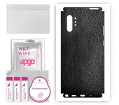 apgo Protective Skin Sticker for the back+sides compatible with Samsung Galaxy Note 10 Plus, Full Wrap Film, Foil, Vinyl - Pattern Black Leather