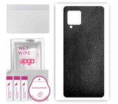 Adhesivo protector trasero apgo compatible con Samsung Galaxy A42 5G, lámina de vinilo - Diseño de cuero negro