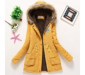 Chaqueta de primavera, otoño e invierno para mujer, parka gruesa y cálida con capucha, abrigo acolchado de algodón para mujer, chaqueta informal ajustada XS