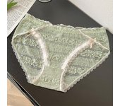 Ropa interior de encaje para mujer, de algodón puro, antibacteriana, de seda de hielo, sin dejar huellas, de verano, de cintura media, sexy, pantalones cortos triangulares para chica one size blanco