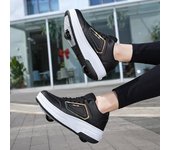 Zapatos de patín para niños y niñas, zapatillas de deporte con dos ruedas, zapatos informales para adultos 34 negro