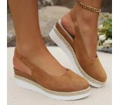 Sandalias de cuña con alpargatas de talla grande para mujer, novedad de verano 2024, zapatos de plataforma con punta cerrada, informales y cómodos, sandalias para mujer 43 caqui