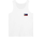 Débardeur - Drapeau des Filipinas - Broderie Blanc - 100% Coton - Coupe Ajustée - Mixte