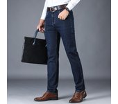 Vaqueros elásticos de cintura alta para hombre, vaqueros rectos de negocios, primavera, nuevos, grandes 28