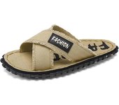 Zapatillas de lona de verano para hombre, zapatillas de tela a la moda para el hogar, Sandalias planas de goma para exteriores para hombre, zapatillas informales deslizantes para el suelo de la casa 40 gris
