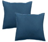 Lot de 2 taies d’oreiller Palace pur coton teint lavé 63 fils/cm² Vent du sud - Palace Marine - Lot de 2 taies d'oreiller 65 x 65 cm