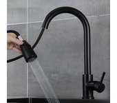 Grifo extraíble para fregadero de cocina de acero inoxidable, de un solo orificio, para agua fría y caliente, grifo extraíble para lavabo de baño