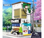 Casa de panecillos al vapor japonesa Arquitectura Bloques de construcción Amigos Tienda Figuras Ladrillos Juguetes Flor de cerezo Regalos para niños