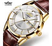 Nuevo Reloj de lujo para hombre de marca superior con caja, relojes de cuarzo resistentes al agua con calendario doble de negocios Simple para hombre