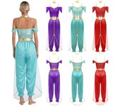 Conjunto de disfraz de princesa para mujer, mono con lentejuelas, pantalones largos anchos, disfraz de carnaval, fiesta, baile, disfraz elegante S