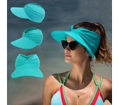 Sombrero con visera para mujer, sombrero elástico anti-ultravioleta con parte superior hueca, sombrero para el sol de secado rápido para exteriores, sombrero de playa de verano UPF 50+ One Size