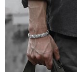 Brazaletes de proverbios sánscritos tallados para hombre, joyería Retro budista, corazón, Sutra, brazalete Chapado en plata, pulsera Mantra de seis caracteres para mujer plata