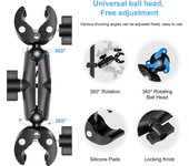 PULUZ PU849B motocicleta Flexible Super abrazadera doble cangrejo abrazaderas 360 grados cámara deportiva giratoria negro