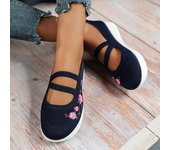Zapatos planos informales sin cordones para mujer Zapatillas deportivas bordadas versátiles para mujer Zapatos cómodos para caminar Zapatos vulcanizados livianos 35 gris oscuro
