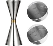 Vaso medidor WOMLEX, báscula para cócteles, whisky, acero inoxidable (30 ml / 60 ml, Plata) plata