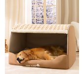 Nido de cajón de pata de gallo de estilo neutro simple marrón para perro grande Golden Retriever Perro mascota Otoño e Invierno Cálido Nido para perro Gato Nido L 55*43*40cm