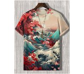Camiseta de hombre estilo japonés Ukiyo-e, camiseta estampada en 3D, camiseta informal de manga corta, ropa para exteriores de gran tamaño, camisetas para hombre nuevas XL