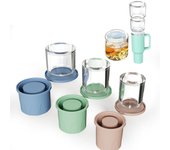Bandeja apilable para cubitos de hielo con tapa y recipiente, máquina para hacer cubitos de hielo para tazas Stanley, tazas de viaje, café, whisky, cócteles y productos caseros