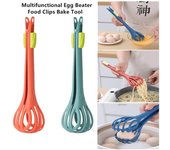 Batidor de huevos multifuncional, batidor de leche, pinzas para pasta, pinzas para alimentos, batidora manual, herramienta para hornear crema de cocina, accesorios de cocina amarillo