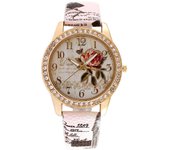 Reloj digital con incrustaciones de diamantes y rosa de moda para mujer, reloj de mujer con correa de cuarzo, reloj para mujer blanco