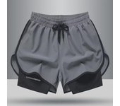 Pantalones cortos deportivos dos en uno para hombre: pantalones deportivos para correr forrados con diseño antiexposición para fitness y baloncesto. 4XL