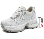 Fujin 6cm Air Mesh cuero genuino de vaca verano hueco mujeres sandalias plataforma cuña zapatillas gruesas moda cómodos zapatos vulcanizados 34 blanco