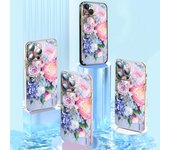 N48 Flor Florero de peonía Borde chapado en oro Funda de teléfono de TPU suave para iPhone 15 14 13 Pro Max 7 8 Plus Xiaomi 13T Redmi Note 12S Contraportada a prueba de golpes for iPhone 11