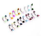 20 piezas de acero inoxidable bola barra curva ceja anillos barra tragus oreja piercing