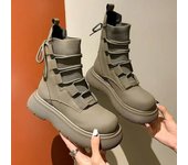 Moda 2024 Botines de moda Otoño Invierno para mujer Botas cortas de punto elástico Suela gruesa Aumento interior Botas de moto para mujer 35 negro