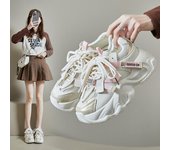 Zapatillas de deporte casuales de moda para mujer, zapatos para correr sin cordones, de piel sintética, ligeros, zapatos deportivos para caminar, con cordones, zapatos de entrenamiento atléticos para mujer 35 beige