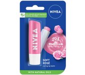 Bálsamo labial NIVEA Soft Rose Shine de 4,8 g | Fórmula que se funde en la piel durante 24 horas | Aceites naturales | Acabado brillante, 4,8 g (Paquete de 1)
